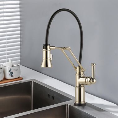 Click here to see Brizo 64225LF-PN Brizo Artesso Single-Handle Articulating Kitchen Faucet w/ 2-Function Sprayer, SmartTouch, MagneDock, 1.8 GPM, Brilliance Polished Nickel - 64225LF-PN