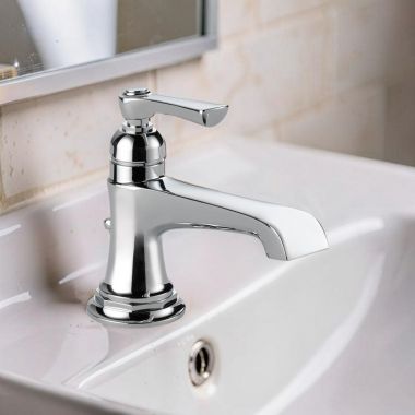Click here to see Brizo 65060LF-PC-ECO Brizo Rook Single-Handle Bathroom Faucet with Metal Pop-Up, 1.2 GPM, Single-Hole, Ceramic Cartridge, Polished Chrome - 65060LF-PC-ECO