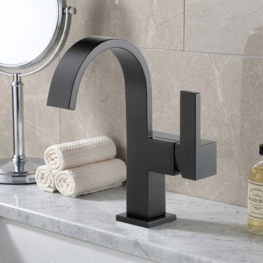Click here to see Brizo 65080LF-BL Brizo Siderna Single-Handle Bathroom Faucet, Single-Hole, Ceramic Cartridge, Less Drain, 1.5 GPM, Matte Black - 65080LF-BL