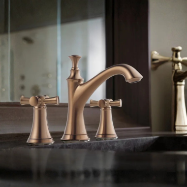 Click here to see Brizo 65305LF-BZLHP-ECO Brizo Baliza Two-Handle Widespread Deck-Mount Bathroom Faucet With Metal Pop-Up, Less Handles, 1.2 GPM, Brilliance Brushed Bronze - 65305LF-BZLHP-ECO