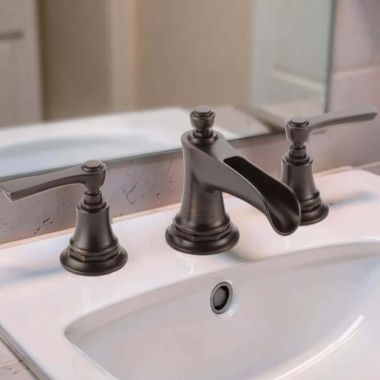 Click here to see Brizo 65361LF-RBLHP-ECO Brizo Rook Two-Handle Widespread Bathroom Faucet With Channel Spout, 1.2 GPM, Less Handles, Venetian Bronze - 65361LF-RBLHP-ECO