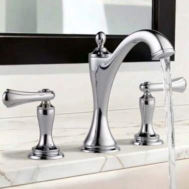 Click here to see BRIZO 65385LF-PCLHP Brizo Charlotte Two-Handle Widespread Bathroom Faucet With Metal Pop-Up, Less Handles, 1.5 GPM, Polished Chrome - 65385LF-PCLHP