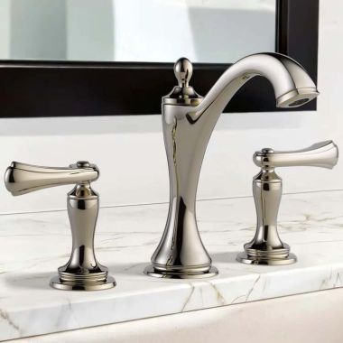 Click here to see Brizo 65385LF-PNLHP Brizo Charlotte Two-Handle Widespread Bathroom Faucet With Metal Pop-Up, Less Handles, 1.5 GPM, Brilliance Polished Nickel - 65385LF-PNLHP