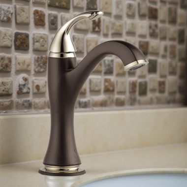 Click here to see Brizo 65985LF-PNCO Brizo Charlotte One-Handle Deck-Mount Polished Nickel/Cocoa Bronze Bathroom Faucet with SmartTouchPlus, Single-Hole, 1.5 GPM - 65985LF-PNCO
