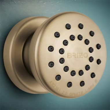 Click here to see Brizo 84110-GL Brizo Essential Round Body Spray with Touch-Clean Finish Spray Face, 1.75 GPM, Brilliance Luxe Gold - 84110-GL