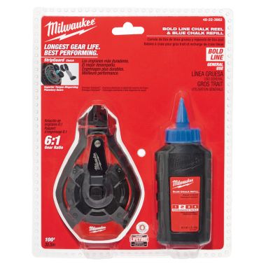 Click here to see Milwaukee 48-22-3982VP Milwaukee 48-22-3982 100' Bold Line Chalk in Reel with Blue Chalk