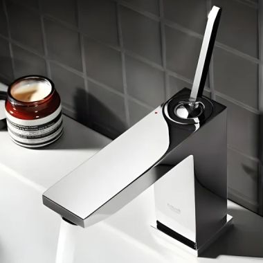 Click here to see Grohe 23655000 Grohe Eurocube One-Handle S-Size StarLight Chrome Bathroom Faucet, Joy Stick Handle, 1.2 GPM, WaterSense Certified, Solid Brass Body  - 23655000