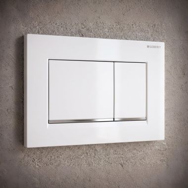 Click here to see Geberit 115.883.KJ.1 Geberit Sigma20 Square Actuator Plate, White w/ Polished Chrome Accent - 115.883.KH.1