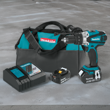 Click here to see Makita XPH03MB Makita 18V LXT Lithium-Ion 1/2in Cordless Hammer Driver-Drill Kit with 2-Pack 4.0Ah Battery, Charger, and Case - XPH03MB