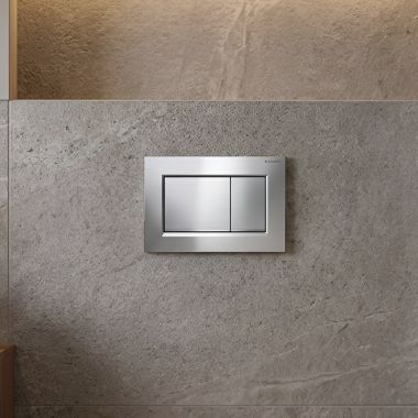 Click here to see Geberit 115.883.KH.1 Geberit Sigma20 Square Actuator Plate, Polished Chrome w/ Matte Chrome Accent- 115.883.KH.1