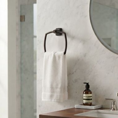 Click here to see American Standard 7353.190.278 American Standard Townsend Single Post Square Wall Mounted Towel Ring, Legacy Bronze - 7353.190.278