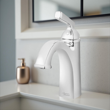Click here to see American Standard 7018.101.002 American Standard Edgemere Single-Hole Bathroom Faucet, Metal Lever Handle, WaterSense, ADA, 1.2 GPM, Polished Chrome - 7018.101.002