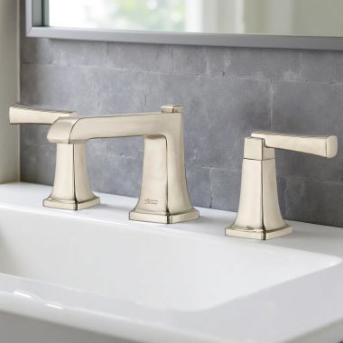 Click here to see American Standard 7353.841.295 American Standard Townsend 8” Widespread Two Handle Bathroom Faucet, Lever Handle, 1.2 GPM, Brushed Nickel - 7353841.295