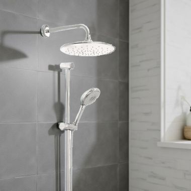 Click here to see American Standard 9038001.013 American Standard Spectra 11in Single-Function Rain Shower Head with EasyClean Nozzles, Round, 1.8 GPM, Polished Nickel - 9038.001.013