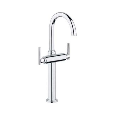 Click here to see Grohe 21046ENA Grohe Atrio Two-Handle XL-Size Brushed Nickel Bathroom Faucet with SilkMove Cartridge, 1 Hole, 1.2 GPM, WaterSense Certified - 21046ENA