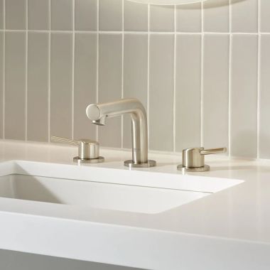 Click here to see  20572EN1 GROHE CONCETTO S-Size Three-Holes, Two-Handle Widespread Bathroom Faucet with 1.2. GPM, Brushed Nickel - 20572EN1