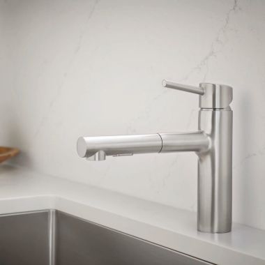 Click here to see  31453DC1 GROHE CONCETTO Single-Handle Pull-Out Kitchen Faucet with Dual Spray, SuperSteel Infinity Finish - 31453DC1