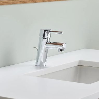 Click here to see  3427000A GROHE CONCETTO 1.2 GPM One-Handle S-Size Bathroom Faucet with Drain Assembly and Lever Handle, Chrome - 3427000A