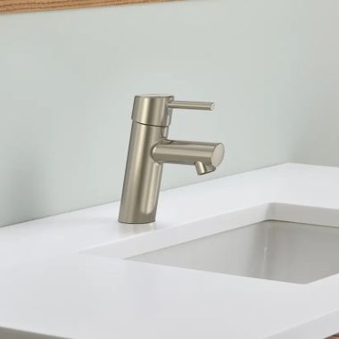 Click here to see Grohe 34271ENA GROHE CONCETTO 1.2 GPM One-Handle S-Size Bathroom Faucet with Lever Handle, Less Drain, Brushed Nickel - 34271ENA