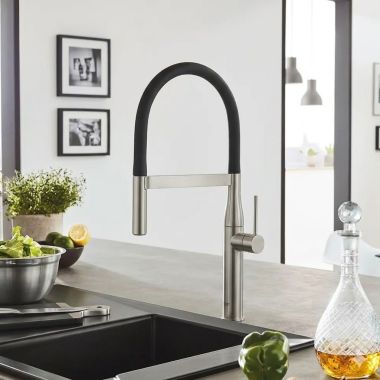 Click here to see  30295DC0 GROHE Essence Single-Handle Semi-Pro Dual Spray Kitchen Faucet, 1.75 GPM, SuperSteel InfinityFinish - 30295DC0
