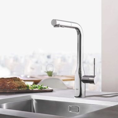Click here to see  30271000 GROHE Essence 1.75 GPM Single-Handle Pull-Out Kitchen Faucet, StarLight Chrome - 30271000