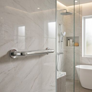 Click here to see  40794001 GROHE ESSENTIALS Bathroom Grip Bar, Chrome – 40794001