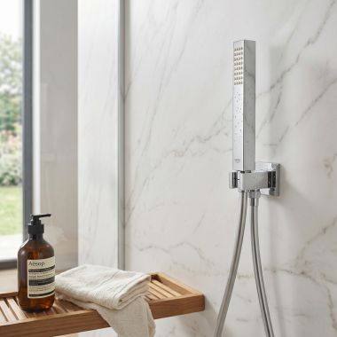 Click here to see Grohe 26467000 GROHE Euphoria Cube Plus 1-Spray Stick Hand Shower, 1.75 GPM, Starlight Chrome - 26467000