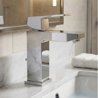 Click here to see  2312900A GROHE EUROCUBE Single‑Handle Bathroom Faucet, Polished Chrome – 2312900A