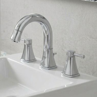 Click here to see Grohe 2041800A GROHE GRANDERA S-Size Two-Handle Three-Hole Widespread Bathroom Faucet, 1.2 GPM, Brushed Nickel - 2041800A