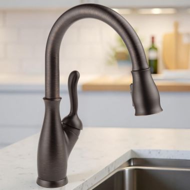 Click here to see Delta 9178-RB-DST Delta Leland Pull-Down Kitchen Faucet, Single Handle, Shieldspray, MagnaTite, Touch-Clean, 1.8 GPM, Venetian Bronze - 9178-RB-DST