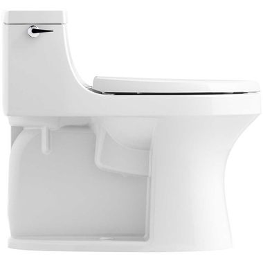 Click here to see Kohler 5172-0 Kohler San Souci One-Piece Compact Elongated Toilet with Left-Hand Trip Lever, Comfort Height, Quite-Close, 1.28 GPF, Concealed Trapway, White - K-5172-0