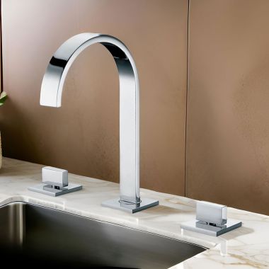 Click here to see Alfi AB1336-PC Alfi 10” Gooseneck Deck Mount Widespread Lavatory Faucet with Knob Handle, Polished Chrome - AB1336-PC