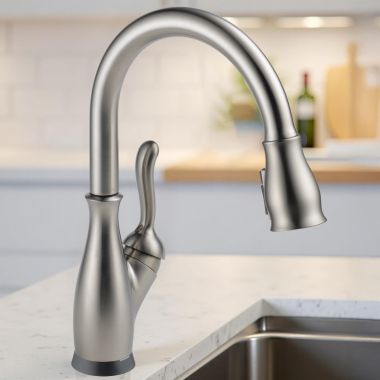 Click here to see Delta 9178T-SP-DST Delta Leland Pull-Down Kitchen Faucet, Single Handle, Touch2O, DIAMOND Seal, MagnaTite, 1.8 GPM, Spotsheld Stainless - 9178T-SP-DST