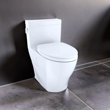 Click here to see TOTO USA INC MS624124CEFG#01 TOTO Legato One-Piece Elongated Toilet, Single Flush, Universal Height, 1.28 GPF, WASHLET+ and Auto Flush Ready, Cotton White - MS624124CEFG#01