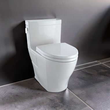 Click here to see Toto MS624124CEFG#11 TOTO Legato One-Piece Skirted Toilet with SS124 Seat, Elongated Bowl, WASHLET+ Connection, Colonial White - MS624124CEFG#11