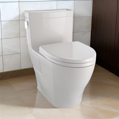Click here to see Toto MS624124CEFG#12 TOTO Legato One-Piece Skirted Toilet with SoftClose Seat, Elongated, Universal Height, WASHLET+ Ready, 1.28 GPF, Sedona Biege - MS624124CEFG#12