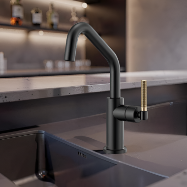 Click here to see Brizo 61063LF-BLGL Brizo Litze Bar Faucet with Angled Spout and Knurled Handle Kit, Matte Black/Brilliance Luxe Gold - 61063LF-BLGL