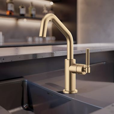 Click here to see Brizo 61063LF-GL Brizo Litze One Handle Bar Faucet with Angled Spout and Knurled Handle Kit, Brilliance Luxe Gold - 61063LF-GL
