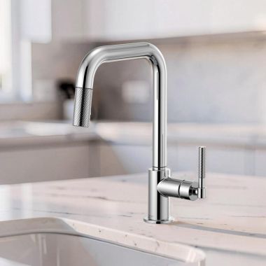 Click here to see Brizo 63053LF-PC Brizo Litze Series Pull-Down Single-Handle Faucet with Swivel Spout and Knurled Handle, 1.8 GPM, Polished Chrome - 63053LF-PC