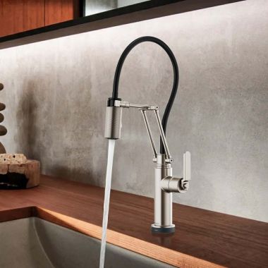 Click here to see Brizo 64244LF-SS Brizo Litze One-Handle Pull-Down Kitchen Faucet with Industrial Handle, SmartTouch, MagneDock, TempIP, 1.8 GPM, Brilliance Stainless - 64244LF-SS