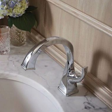 Click here to see Brizo 65030LF-PC Brizo Virage One-Handle Deck-Mount Bathroom Faucet, Laminar Flow, Less Drain, Single-Hole, 1.5 GPM, Polished Chrome - 65030LF-PC