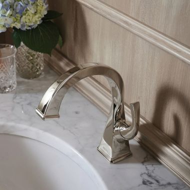 Click here to see Brizo 65030LF-PN-ECO Brizo Virage One-Handle Deck-Mount Bathroom Faucet, Laminar Flow, Less Drain, Single-Hole, 1.2 GPM, Brilliance Polished Nickel - 65030LF-PN-ECO