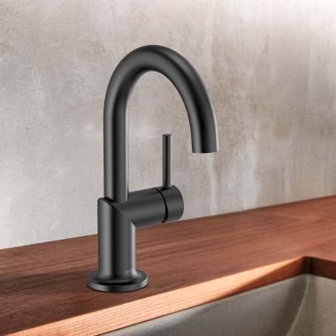 Click here to see Brizo 65175LF-BL Brizo Odin Single-Handle Matte Black Bathroom Faucet, 1.5 GPM, Single-Hole, Ceramic Cartridge, WaterSense, Less Drain - 65175LF-BL