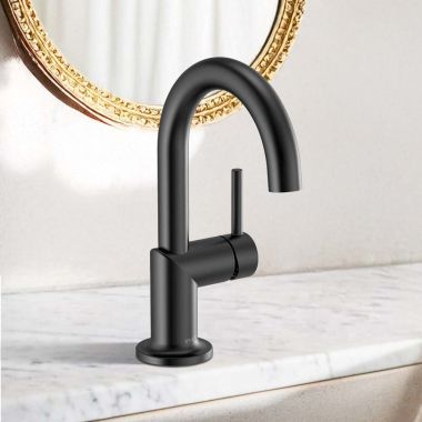 Click here to see  65175LF-BL Brizo Odin Single-Handle Bathroom Faucet, Single-Hole, Ceramic Cartridge, WaterSense, Less Drain, 1.5GPM, Matte Black - 65175LF-BL