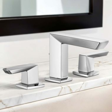 Click here to see Brizo 65388LF-PC-ECO Brizo Vettis Two-Handle Widespread Bathroom Faucet with Pop-up Drain and Red/Blue Indicator, 1.2 GPM, Polished Chrome - 65388LF-PC-ECO