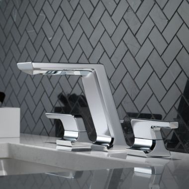 Click here to see Delta 3599LF-MPU Delta Pivotal Two Handle Widespread Bathroom Faucet, Metal Pop-Up, 1.2 GPM, Chrome - 3599LF-MPU