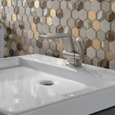 Click here to see Delta 599-SSLPU-DST Delta Pivotal Single-Handle Bathroom Faucet, Less Pop-Up, 1.2 GPM, Stainless - 599-SSLPU-DST