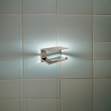 Click here to see Delta 79956-SS Delta Pivotal Toilet Paper Holder with Shelf, Stainless - 79956-SS