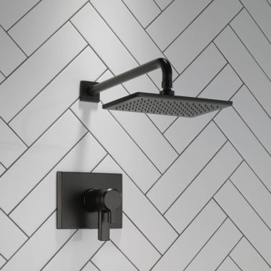 Click here to see Delta T17T299-BL Delta Pivotal TempAssure 17T Series Two-Handle H2Okinetic Shower Faucet with Volume Control, 2.5 GPM, Lever Handles, Matte Black - T17T299-BL