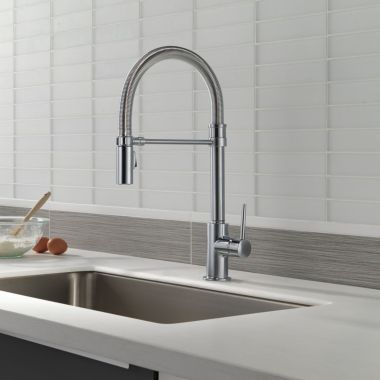 Click here to see  9659T-AR-DST Delta Trinsic Pro Single-Handle Pull-Down Spring Kitchen Faucet w/ Touch2O, Arctic Stainless - 9659T-AR-DST